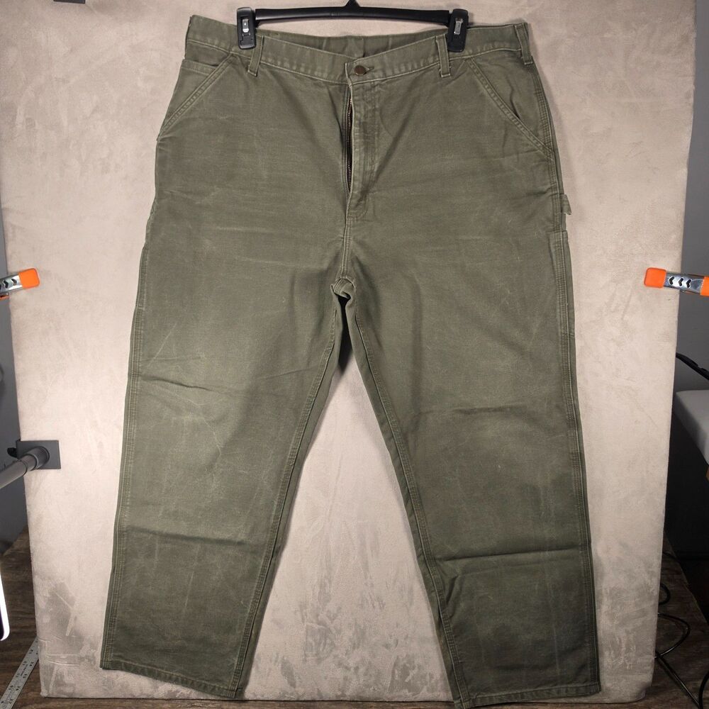 Vintage Carhartt B11 MOS Carpenter Pants Men's 42x32 Moss Green Canvas Dungaree